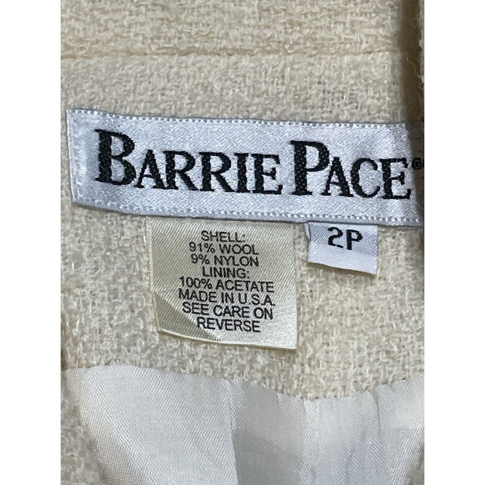 VTG BARRIE PACE Preppy Faux Pearl Button Wool Contrast Trim White Cream Sz 2P - Picture 4 of 5